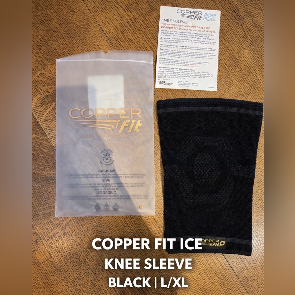 NIB. Copper Fit ICE Knee Sleeve Black L/XL Compression Cooling Support
